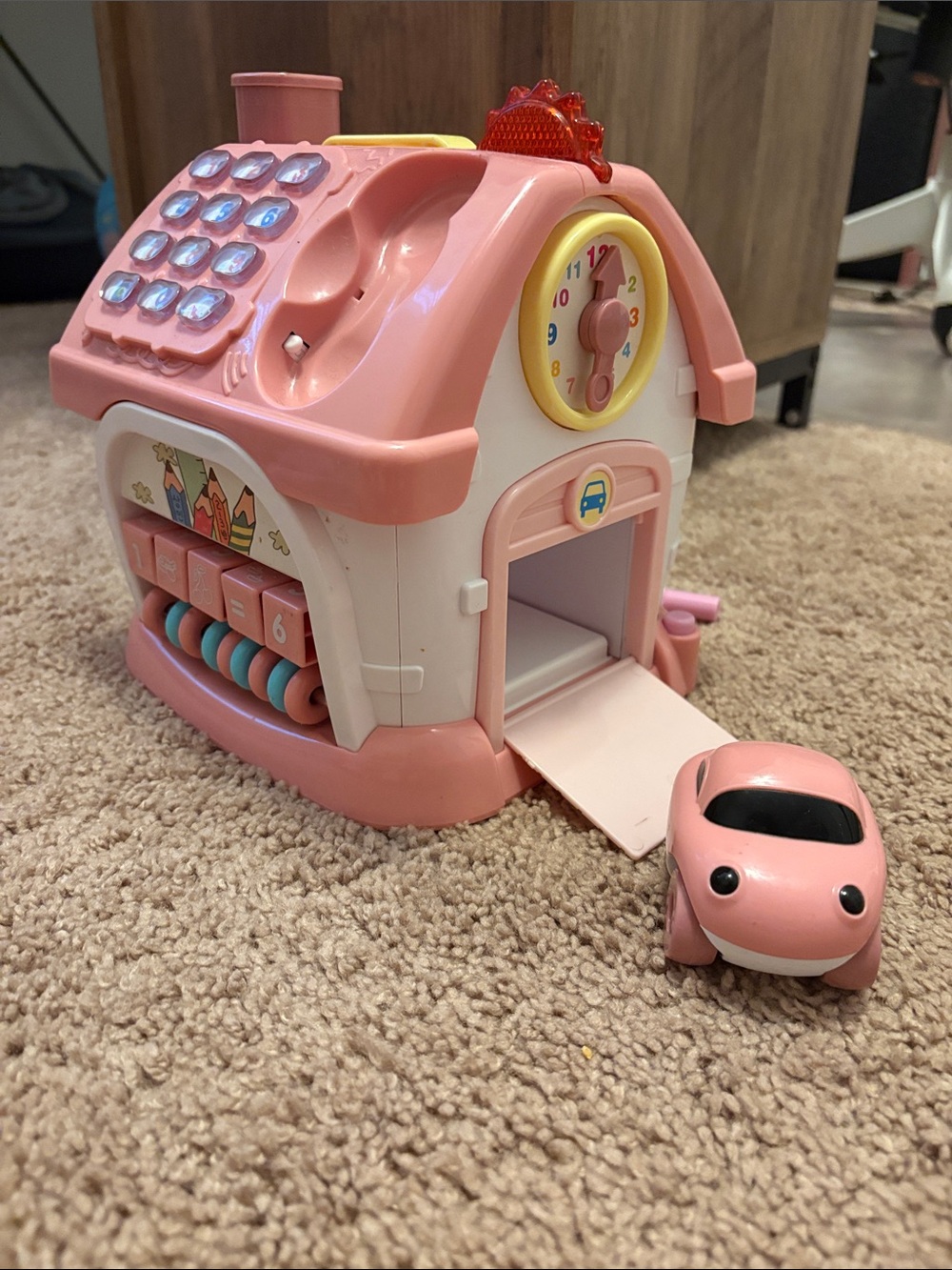 Pink Playhouse Activity Center with Toy Car